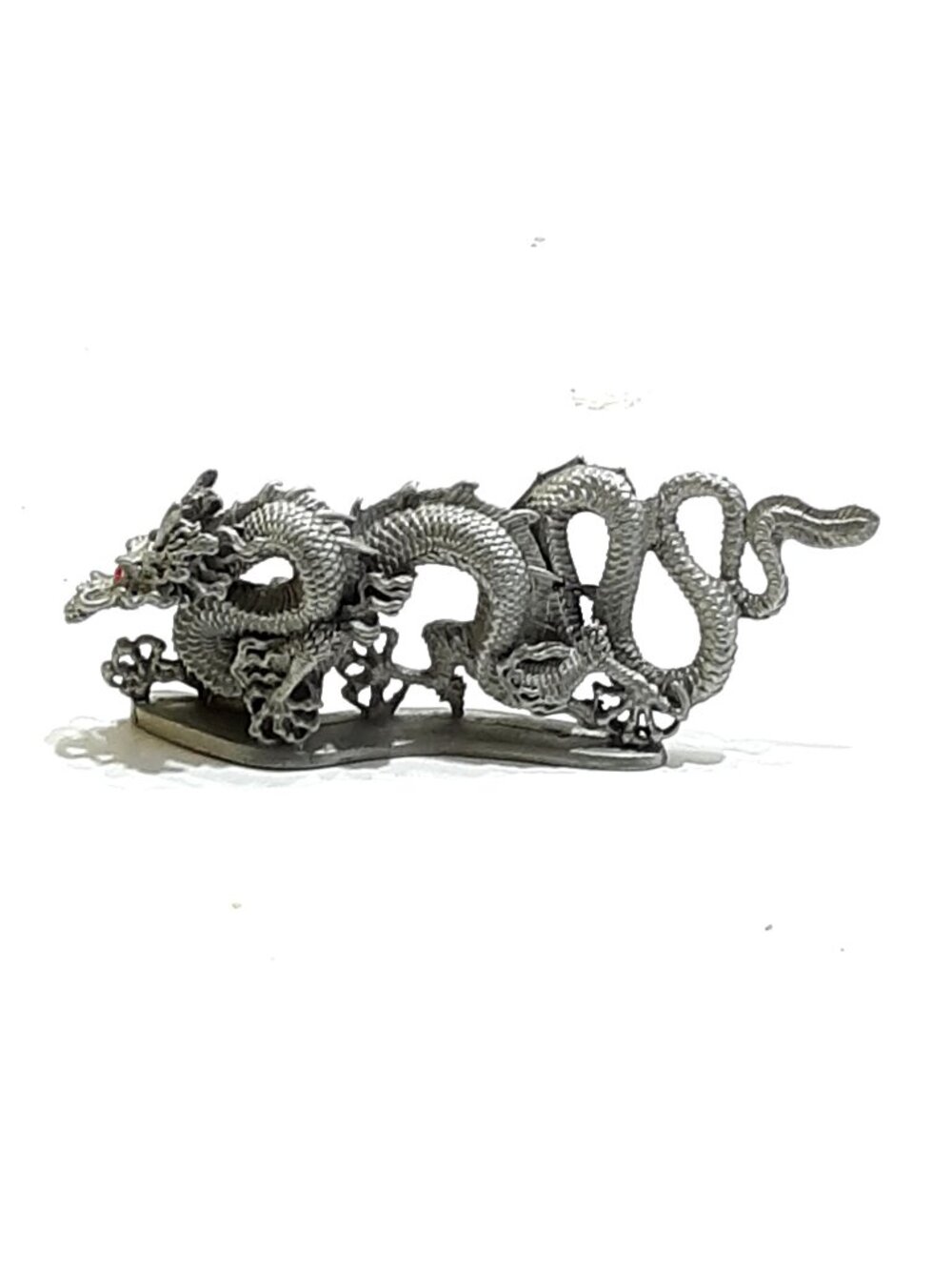 Silver Chinese Dragon Figurine Red Gem Eyes Ral Partha Eom Meier PP85 10/1985